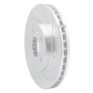 Buick LaCrosse Brake Rotor (1) - Front Right - R1 Concepts - Drilled & Slotted - Silver - `11-`16